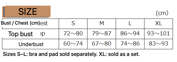Competition Inner Sports Bra - English size and fit guide
