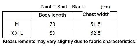 Paint T-Shirt - Black - English size and fit guide