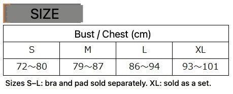 Competition Inner Sports Bra & Pad Set - XL - English size and fit guide