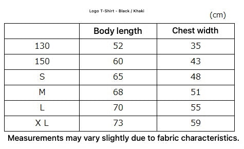 Logo T-Shirt - Black / Khaki - English size and fit guide